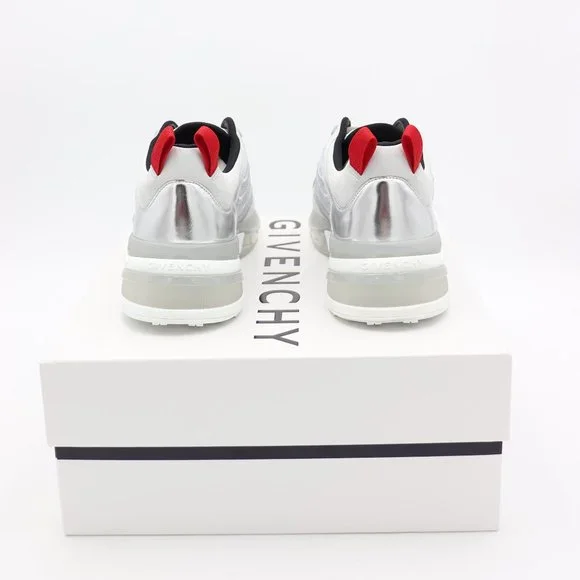 NIB Givenchy GIV 1 Mens Metallic Silver Leather Mesh Low-Top Sneakers - Picture 6 of 7